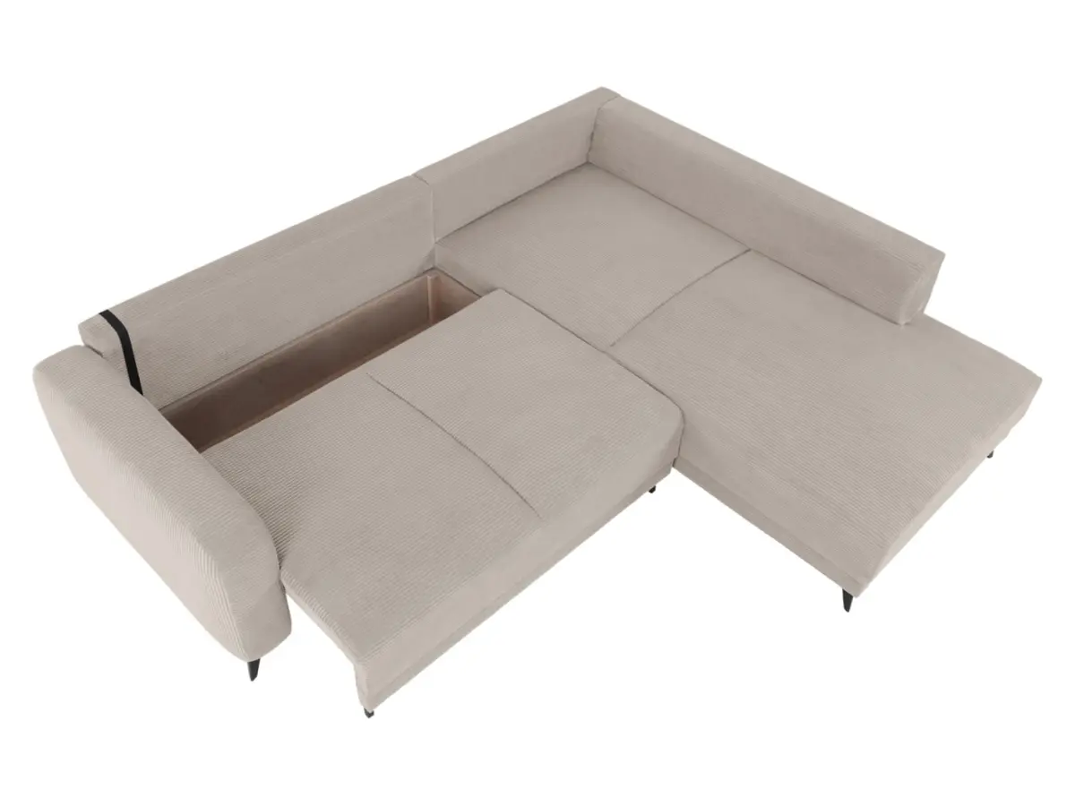 Sofá rinconera universal Martinez convertible con arcón de pana ecru