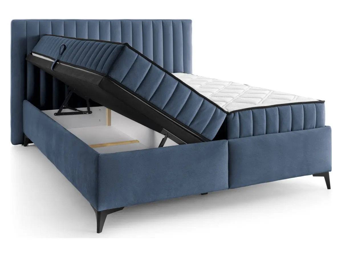 Cama continental Joy 160x200 con contenedores azul