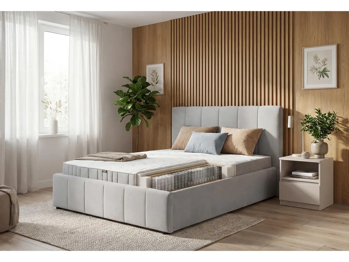 Cama tapizada Lones 160x200 gris