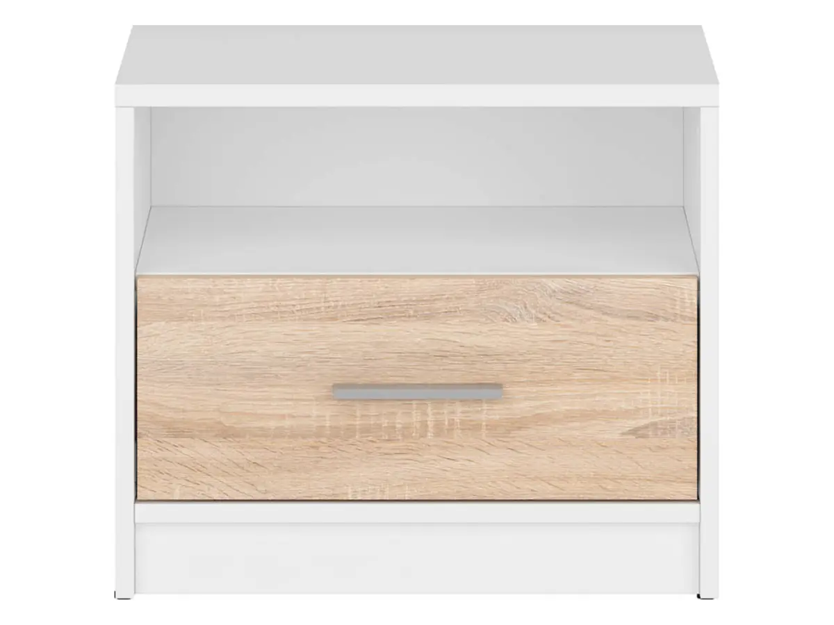 Mesita de noche Nepo Plus 49 cm con cajón blanco/roble sonoma