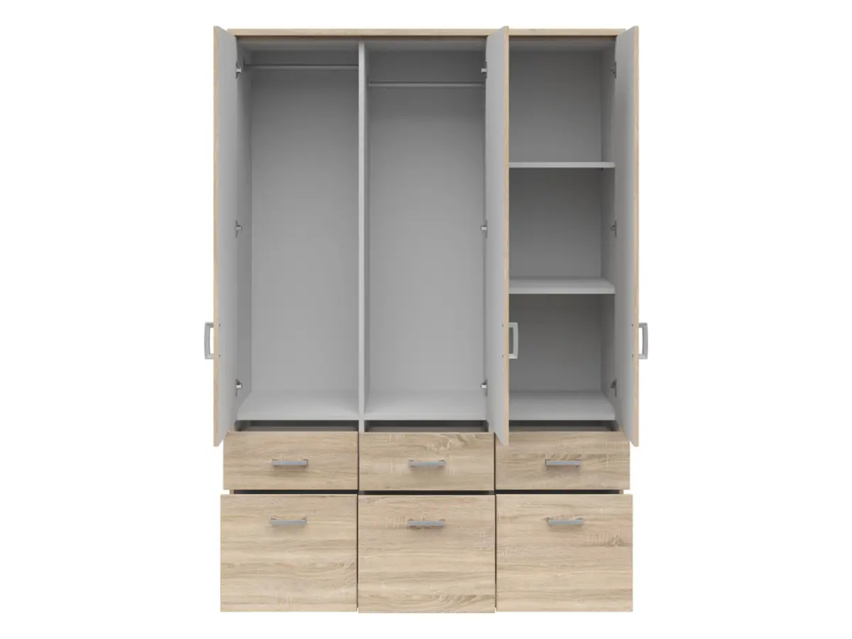 Armario de tres puertas Brando-3 136 cm con espejo y cajones roble sonoma