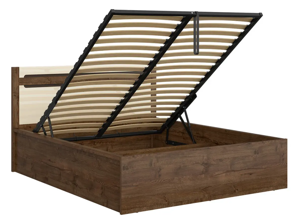 Cama Ruso 140x200 con contenedor y somier roble april