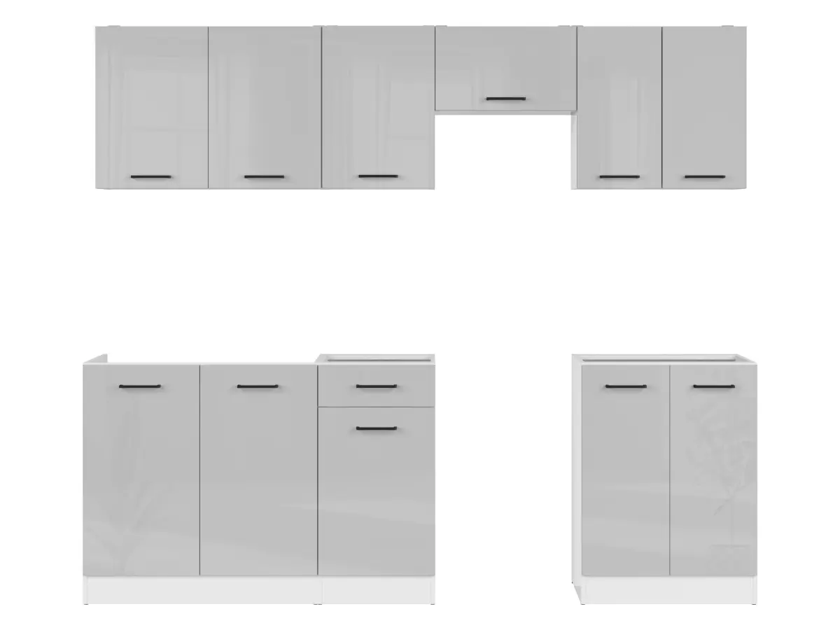 Conjunto de cocina Junona Line 230 cm gris claro brillo sin encimera