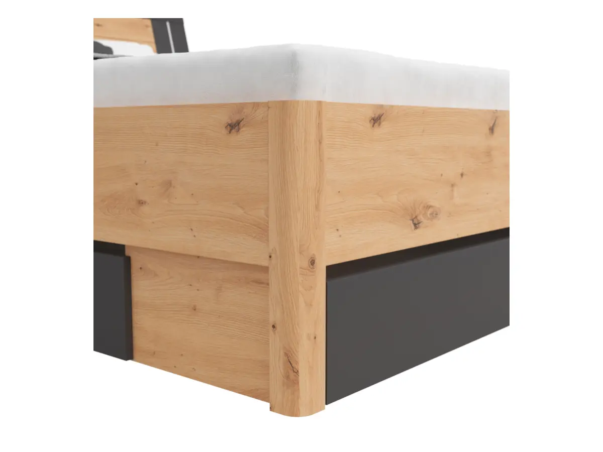 Cama Saturn 180x200 con 3 cajones roble artisan/grafito