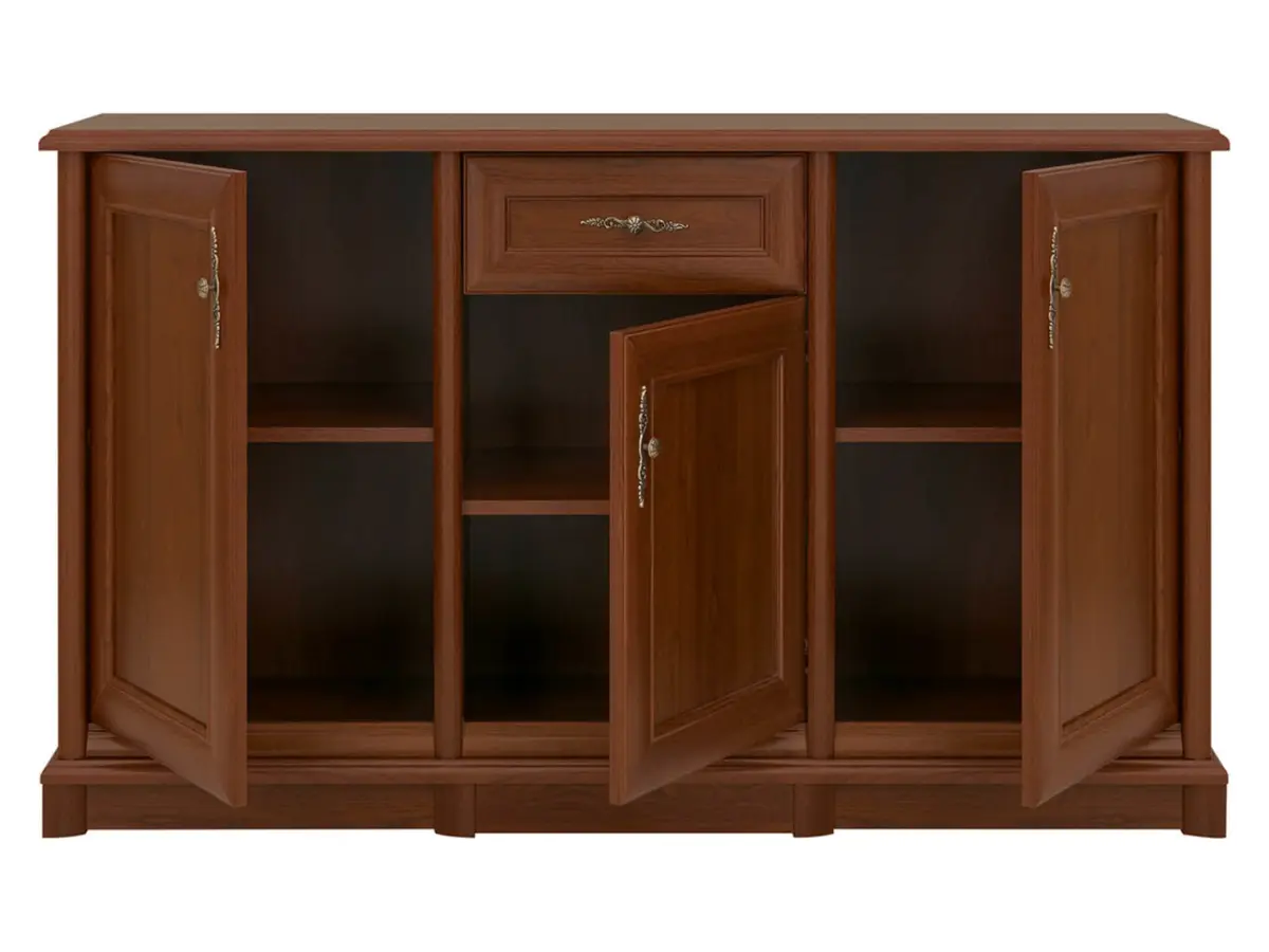 Cómoda Kent 154 cm con 3 puertas y un cajón castaño
