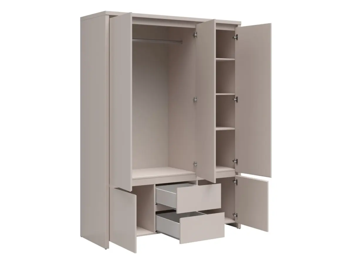 Armario de cinco puertas Kaspian 153 cm con espejo y cajones cachemira