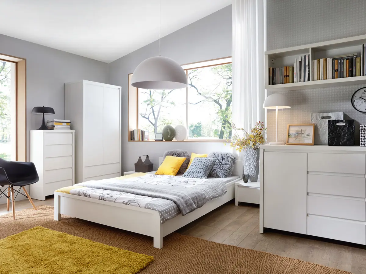 Estantería Kaspian 90 cm con 2 puertas y 2 cajones blanca