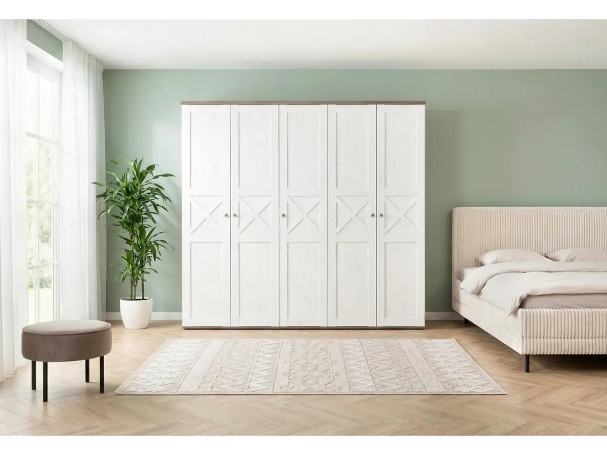 Armario de cinco puertas Stockholm 243 cm pino andersen blanco