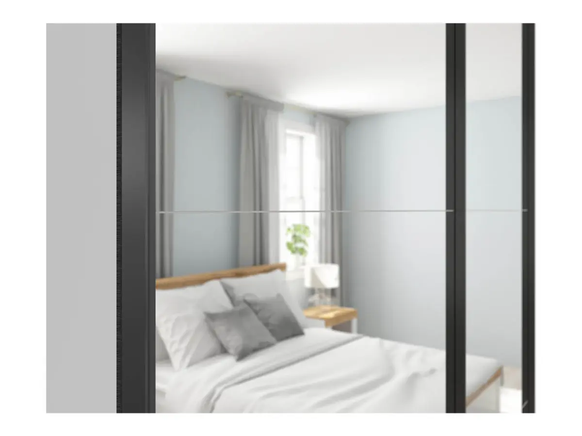 Armario de puertas correderas Tetrix 153 cm con espejo blanco brillo