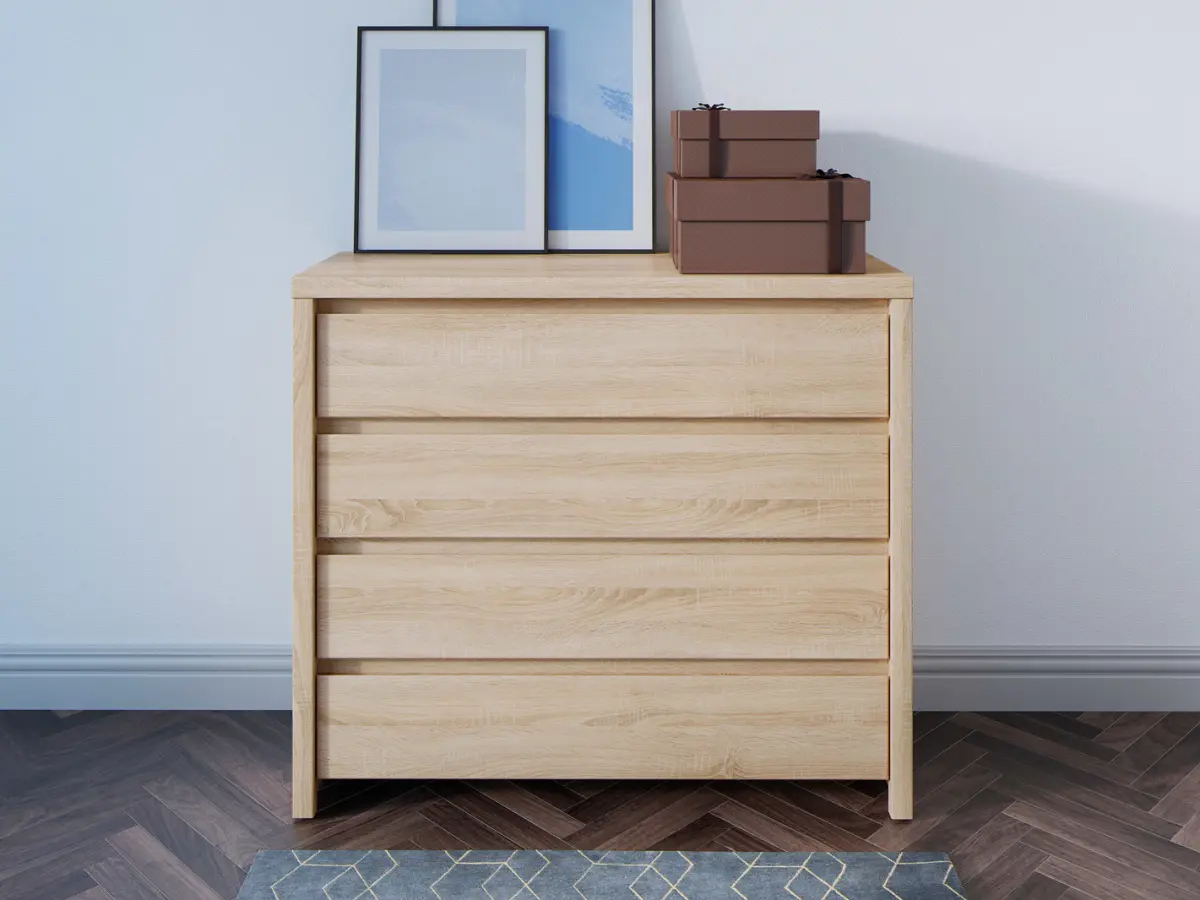 Cómoda Kaspian con 4 cajones roble sonoma