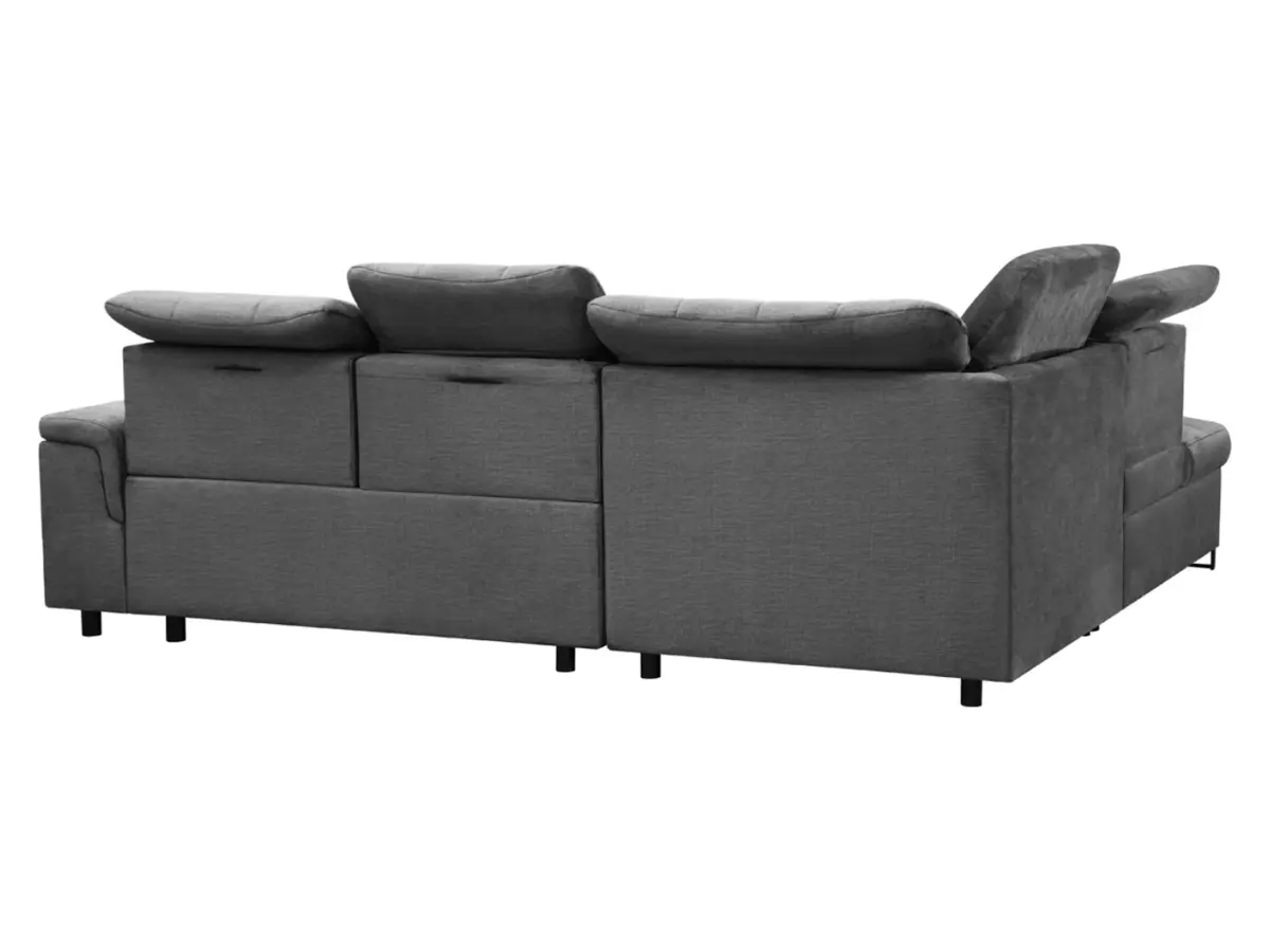 Sofá rinconera izquierdo Aragon extensible con reposacabezas y asiento regulables gris
