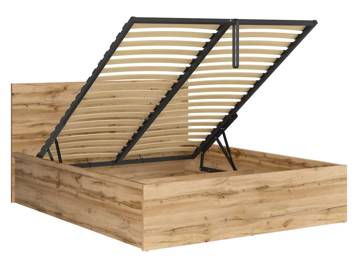 Łóżko Tetrix 160x200 ze stelażem i pojemnikiem dąb wotan