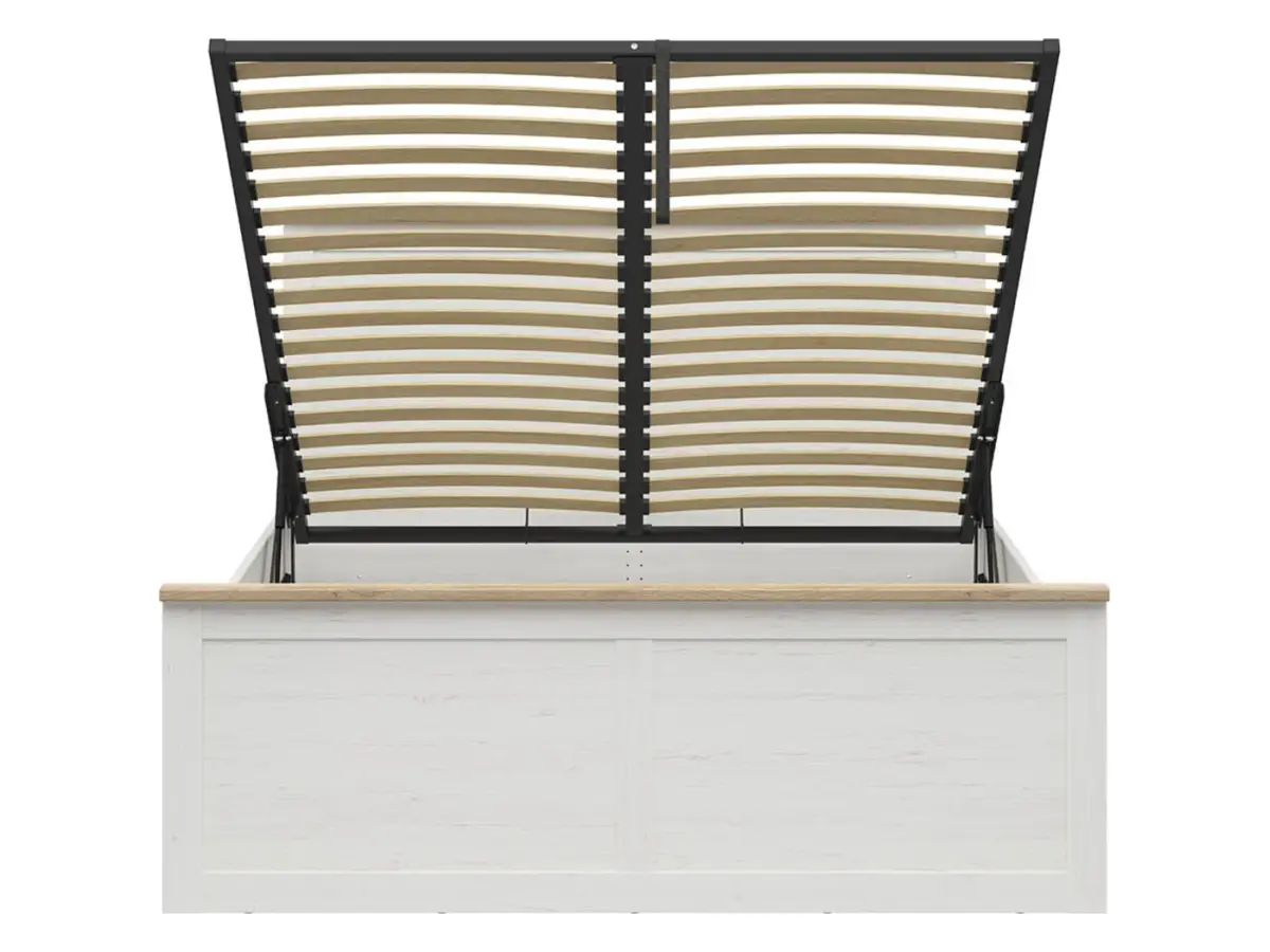 Łóżko Loksa B 160x200 ze stelażem i pojemnikiem sosna andersen biała