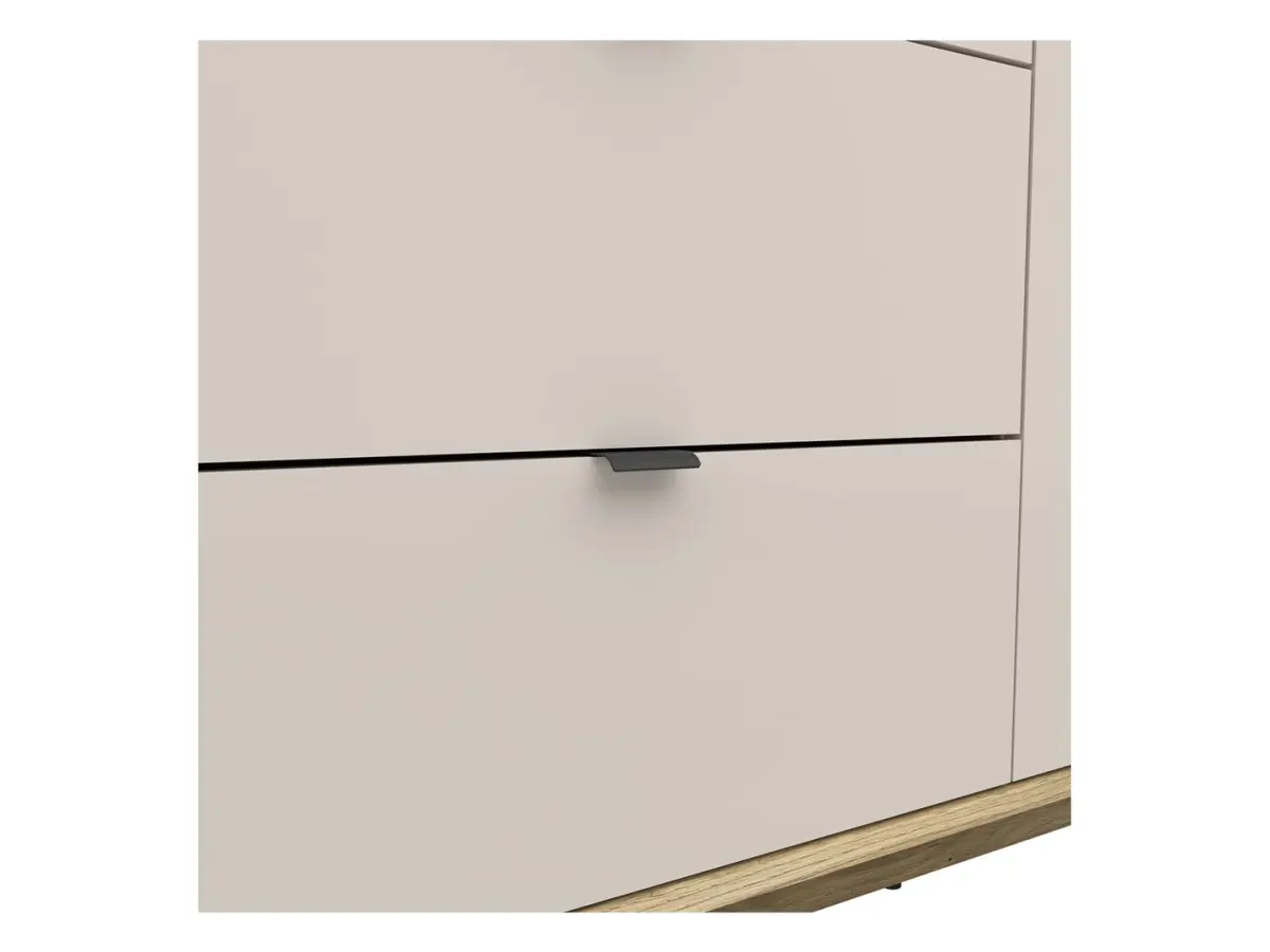 Armario de tres puertas Dalva 180 cm con 2 cajones roble mauvella/cachemira