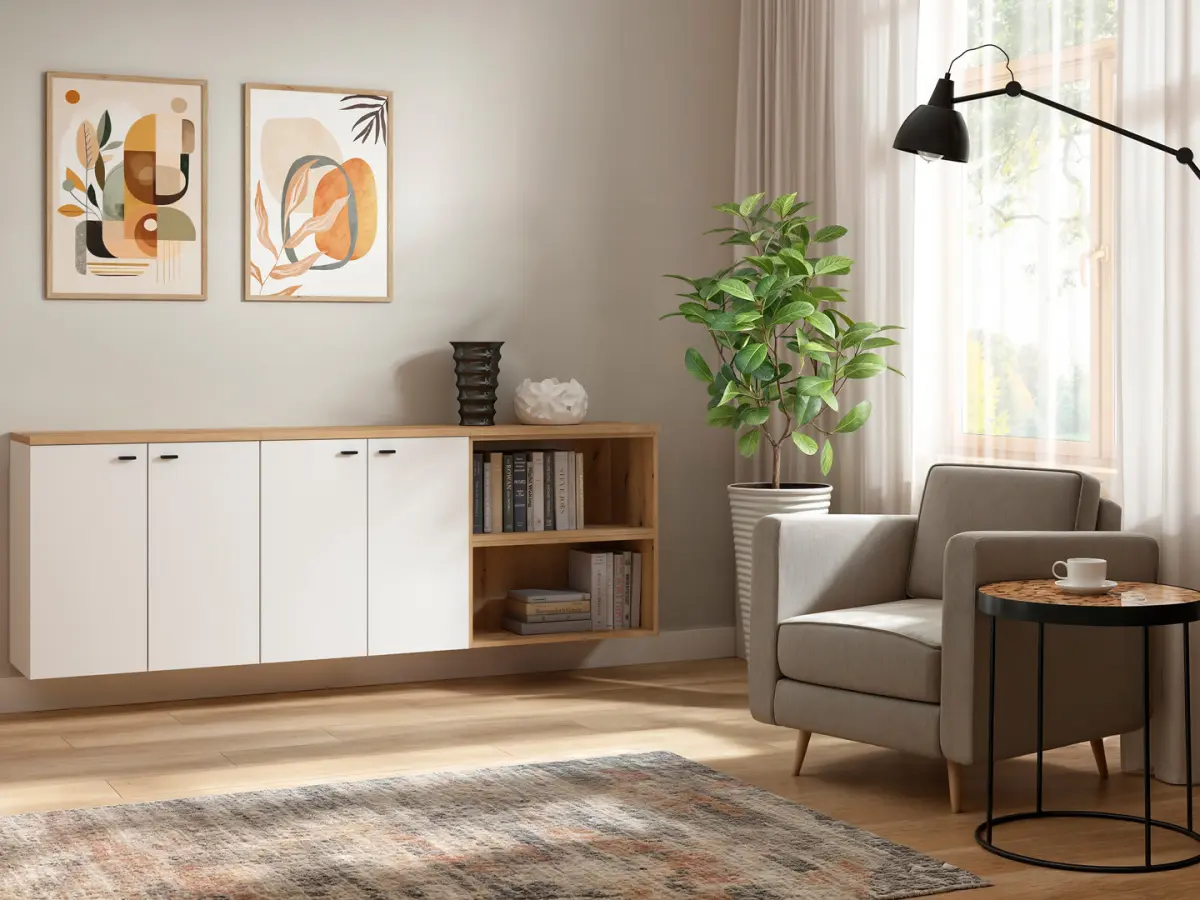 Estantería System 64 con estante roble coast evoke