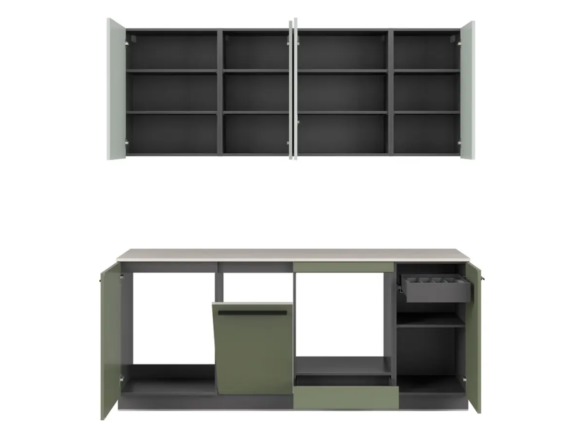 Conjunto de cocina Milino Small 210 cm verde con encimera