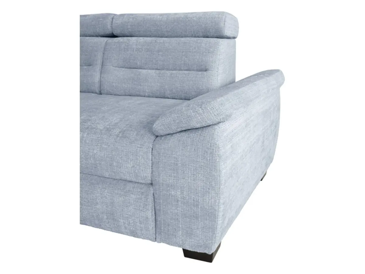 Sofá rinconera izquierdo Aguda convertible con arcón azul