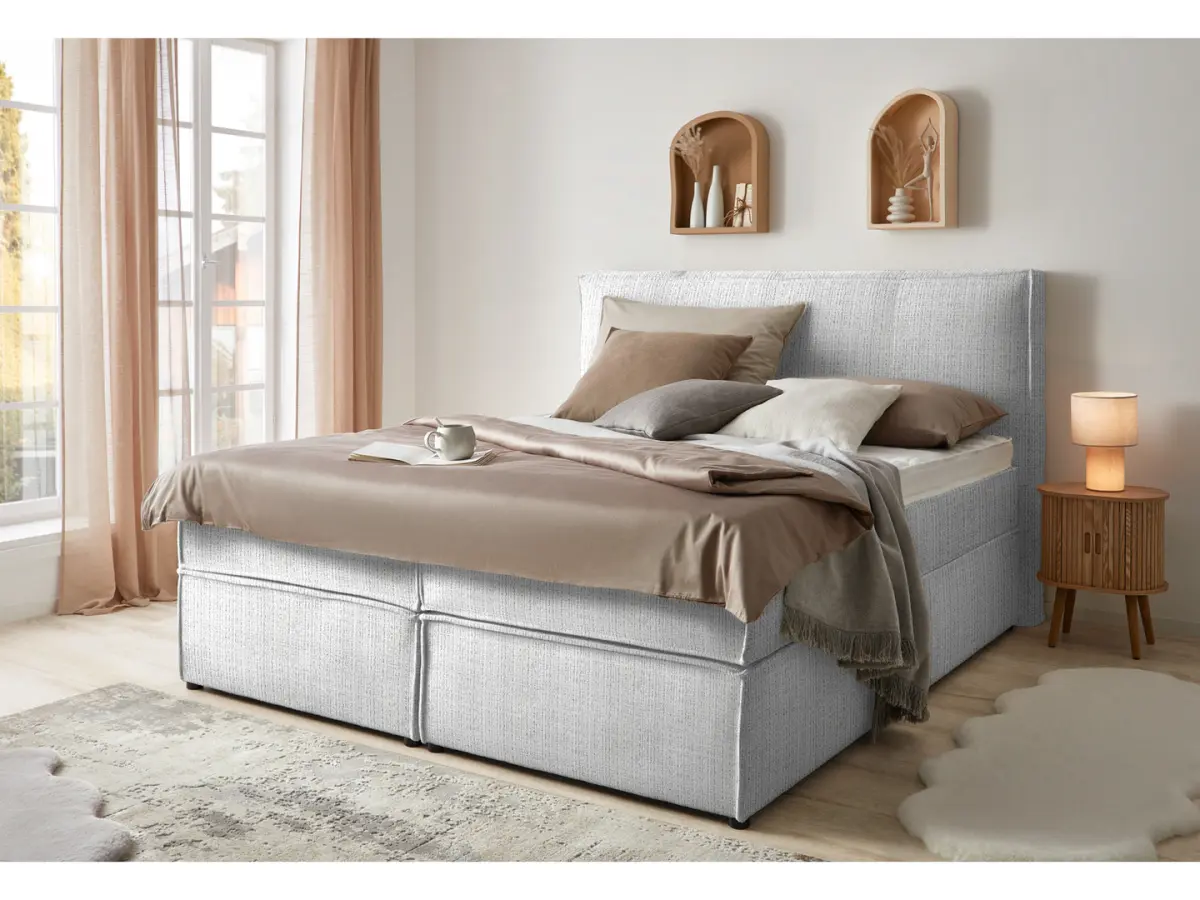 Cama continental Lion 160x200 gris chenilla