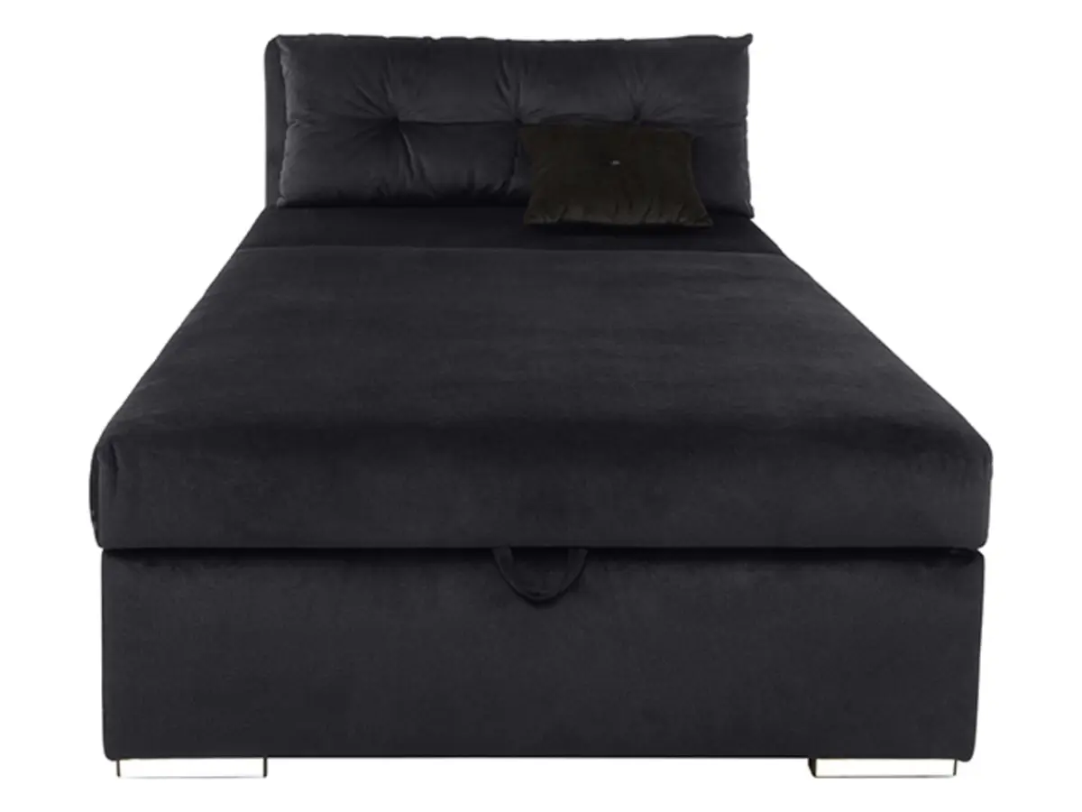 Sofá cama Rico con arcón y respaldo ajustable negro