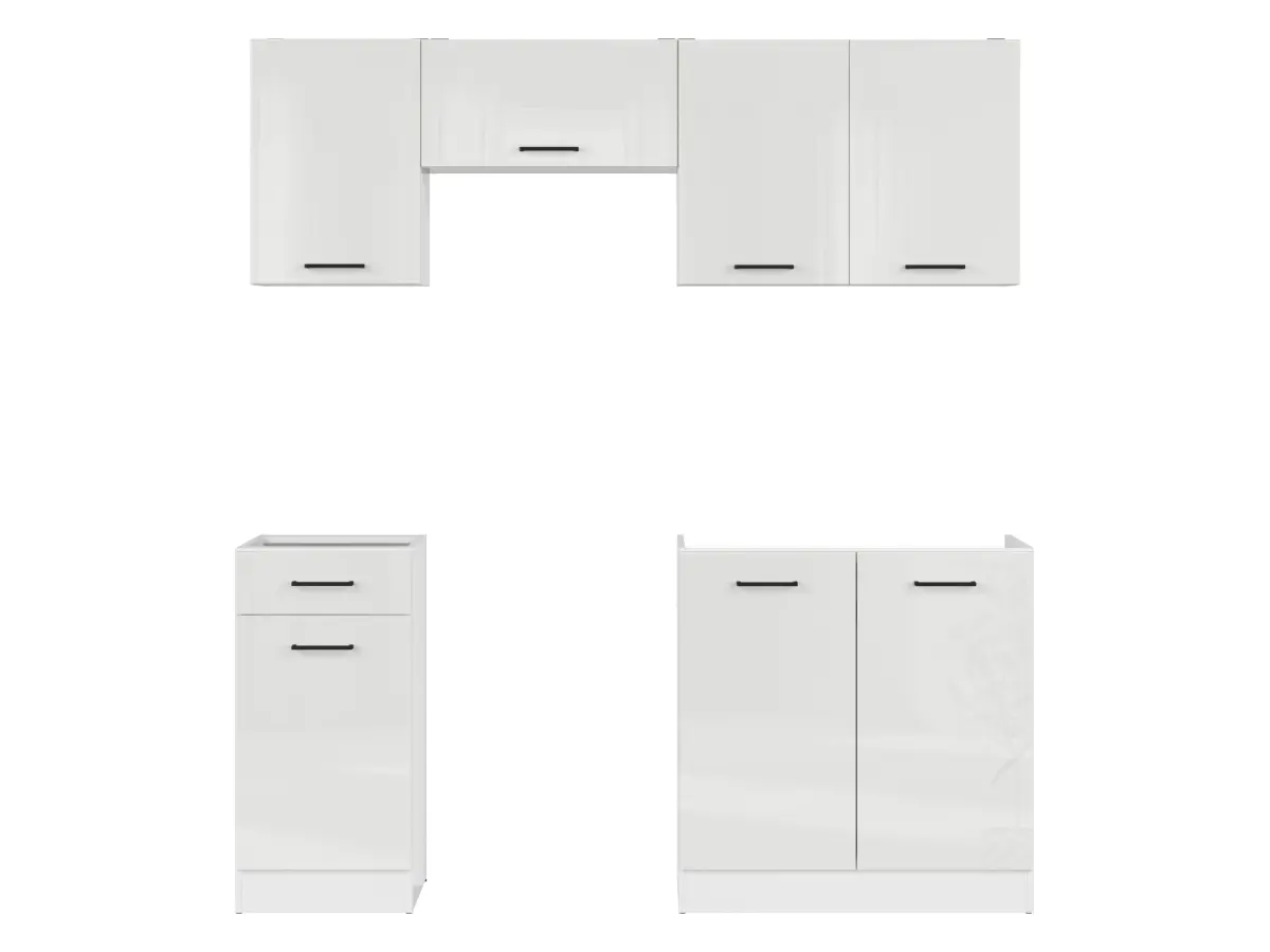 Кухонный комплект Junona Line 180 см меловой глянец без столешницы