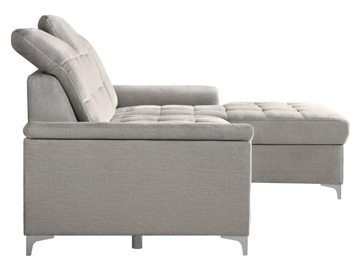 Sofá rinconera derecho Ariado convertible con arcón de terciopelo beige