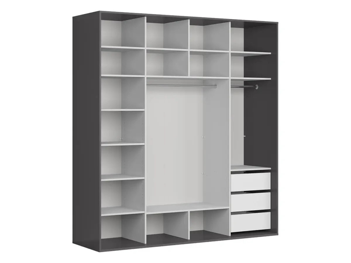 Armario de puertas correderas Flex 220 cm grafito/negro brillo