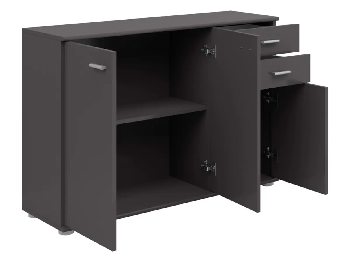 Cómoda Noeda 106 cm con 3 puertas y 2 cajones grafito