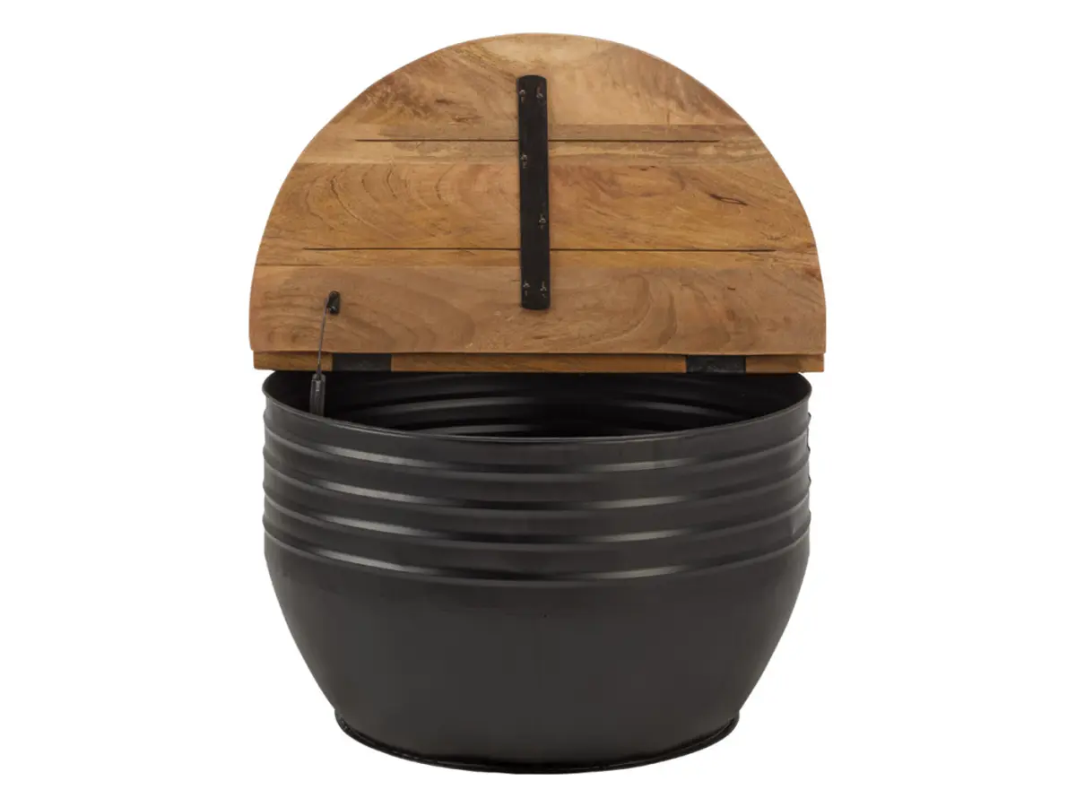 Mesa redonda Lea madera mango/negro