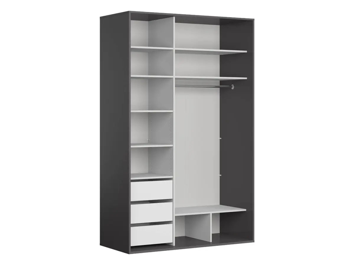 Armario de puertas correderas Flex 150 cm grafito/negro brillo