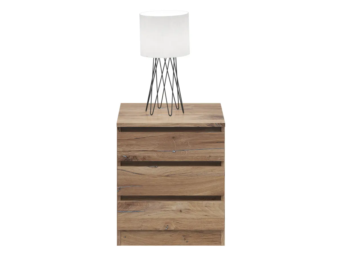 Mesita de noche Saturn 45 cm con 3 cajones roble flagstaff oscuro