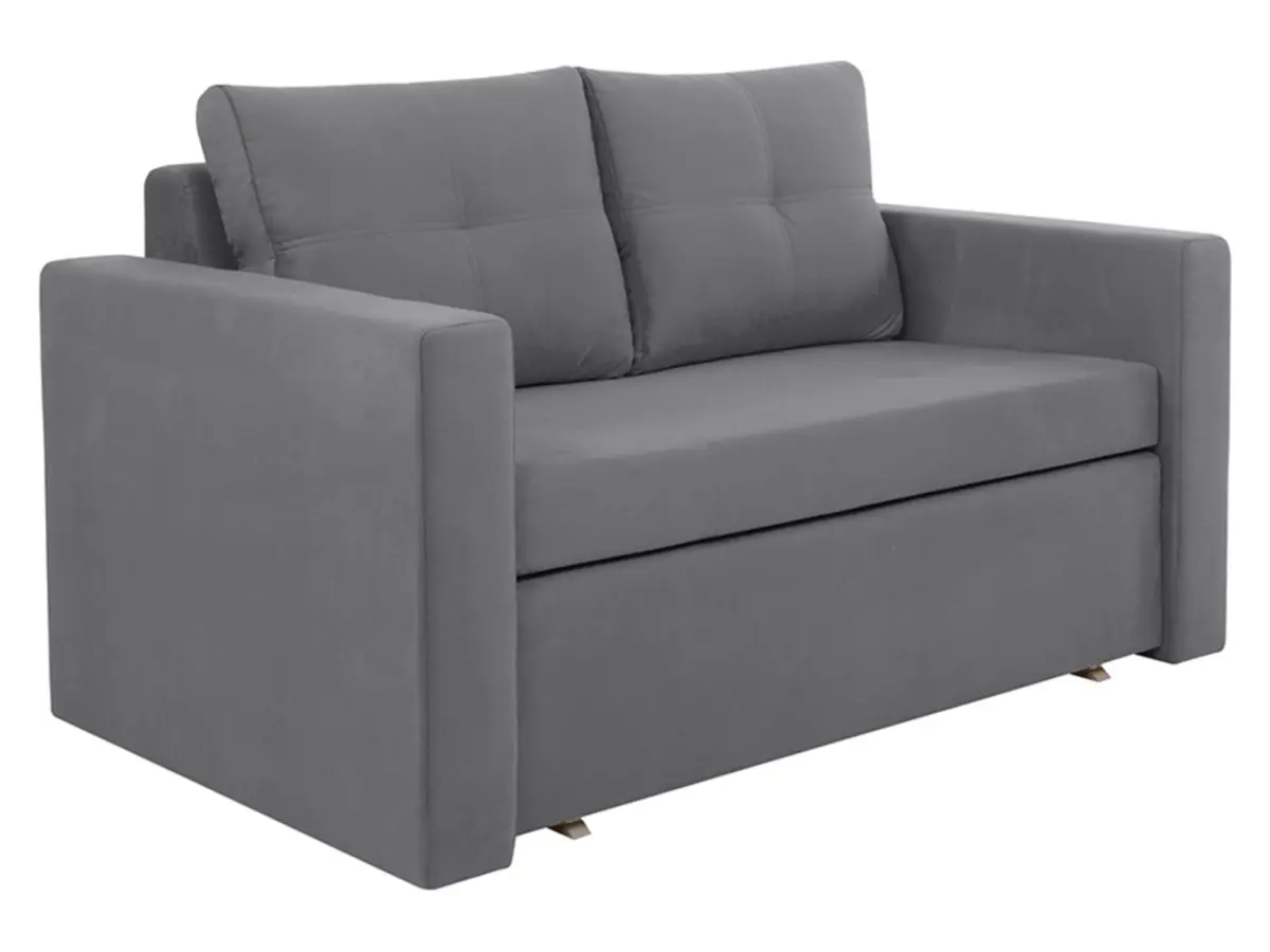 Sofá de dos plazas Bunio III convertible con arcón gris