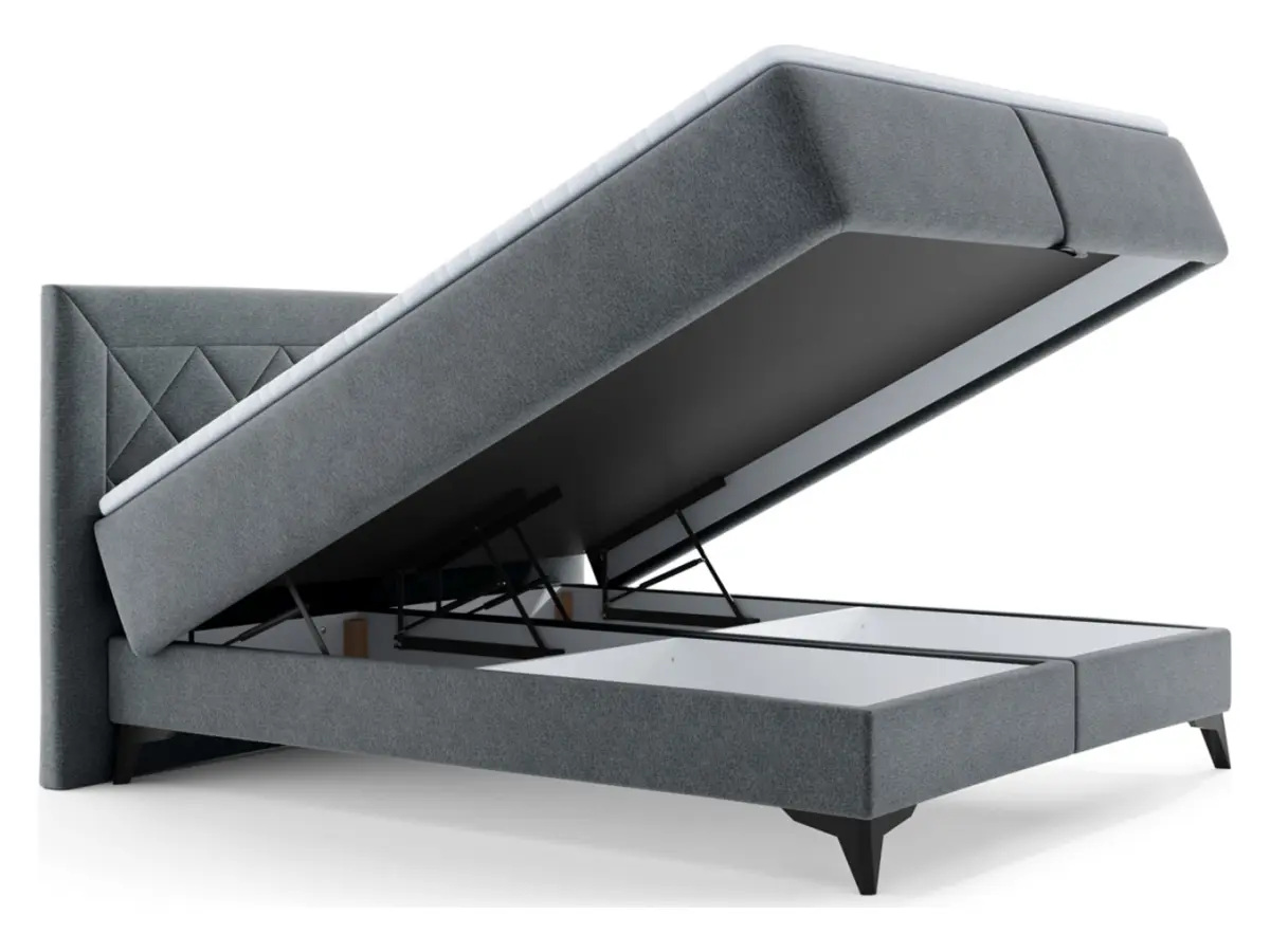 Cama continental Zalea 160x200 con arcón gris