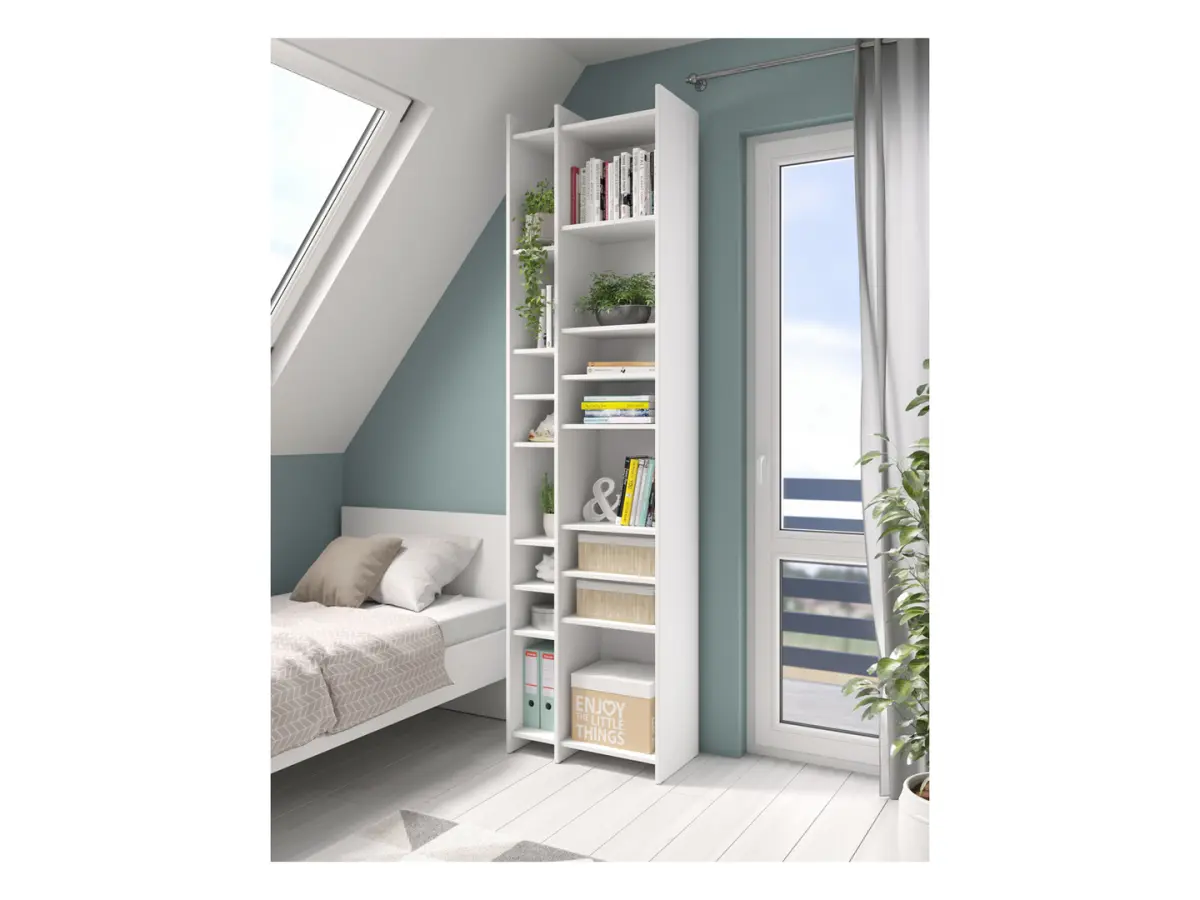 Estantería Benny 60 cm con 14 estantes blanca