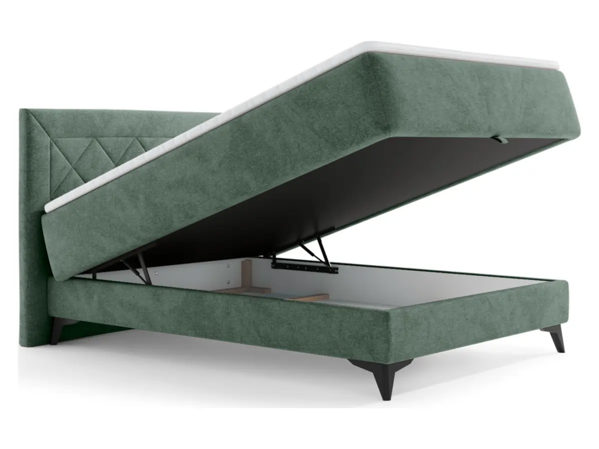 Cama continental Zalea 120x200 con arcón verde