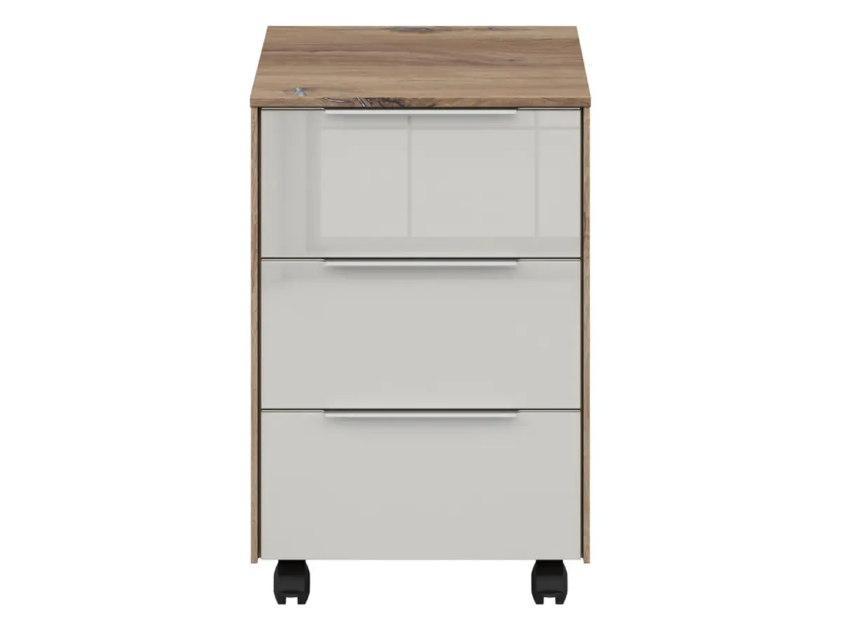 Cajonera de oficina Nevada 40 cm con 3 cajones roble flagstaff oscuro