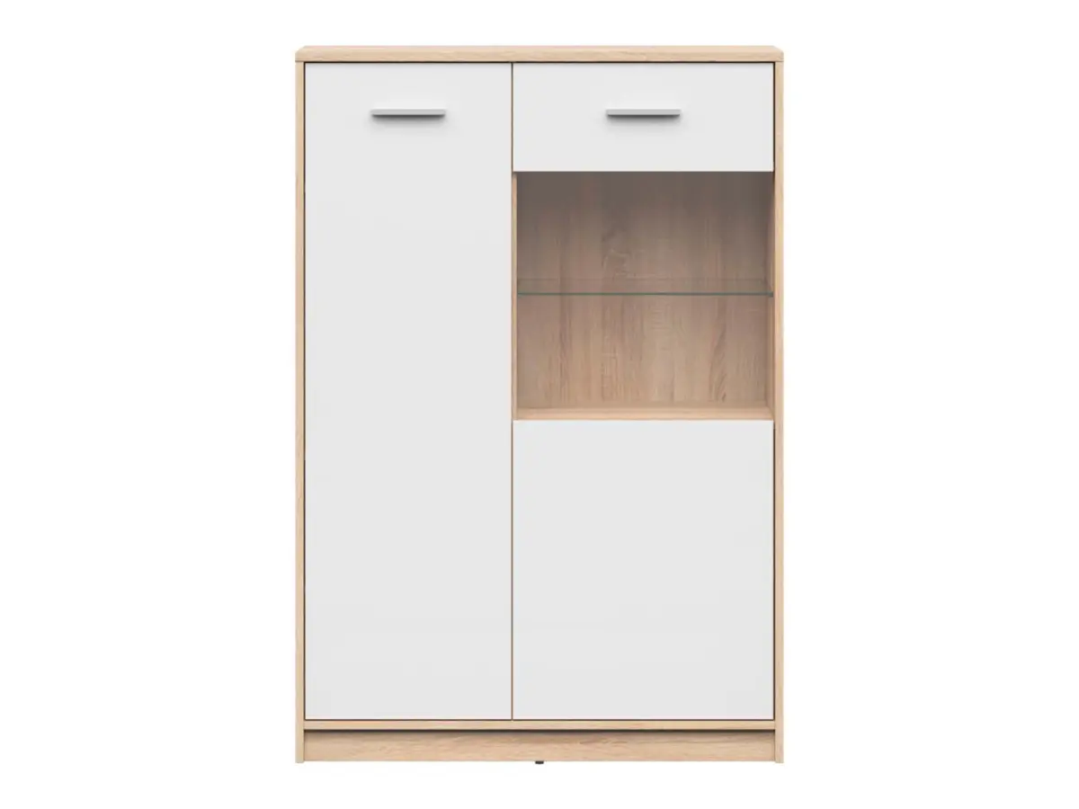 Vitrina Nepo Plus 90 cm con 2 puertas roble sonoma/blanco
