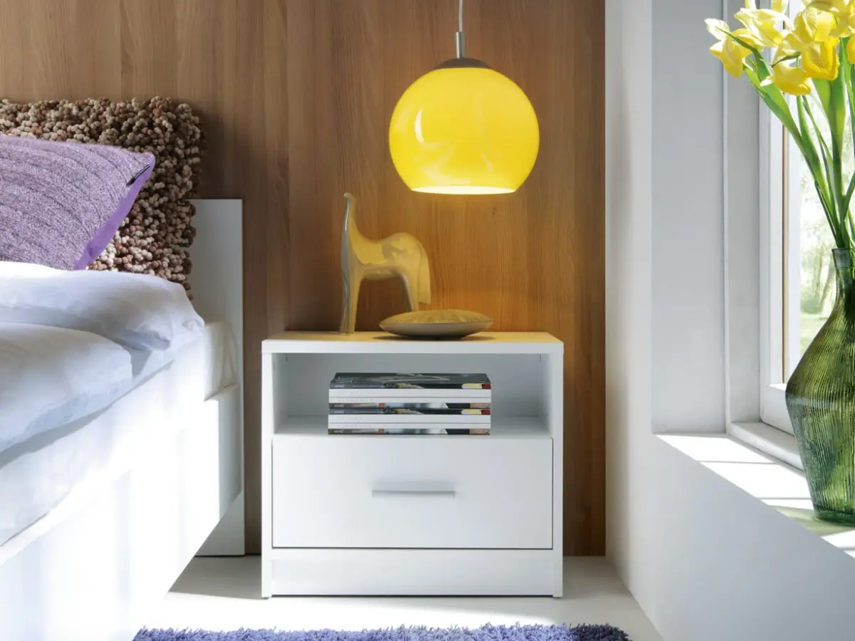 Mesita de noche Nepo Plus 49 cm con cajón blanca