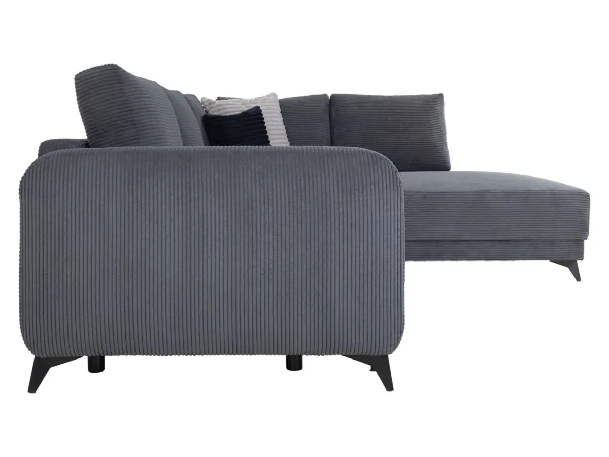 Sofá rinconera universal Martinez convertible con arcón de pana gris oscuro