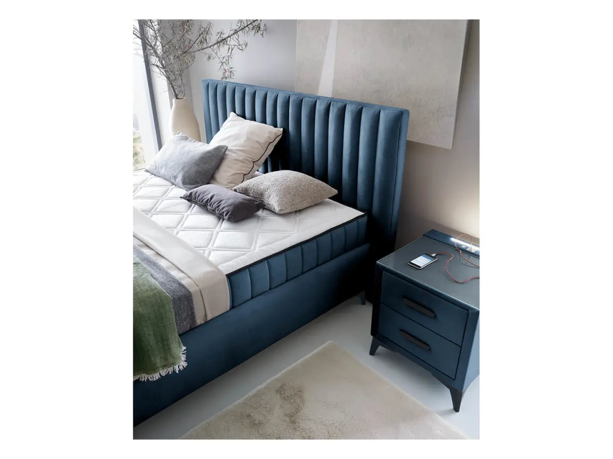 Cama continental Joy 160x200 con contenedores azul