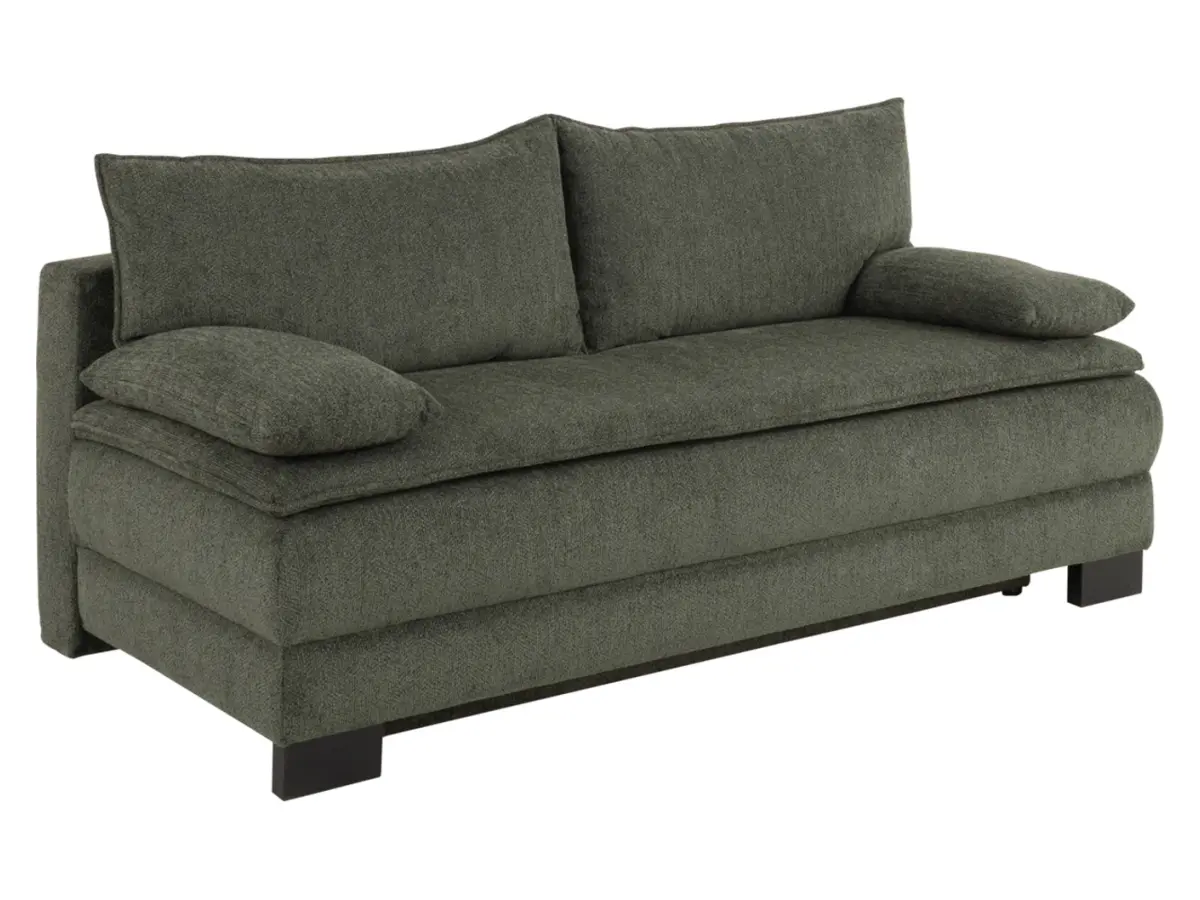 Sofá de tres plazas Lindon convertible con arcón chenilla verde