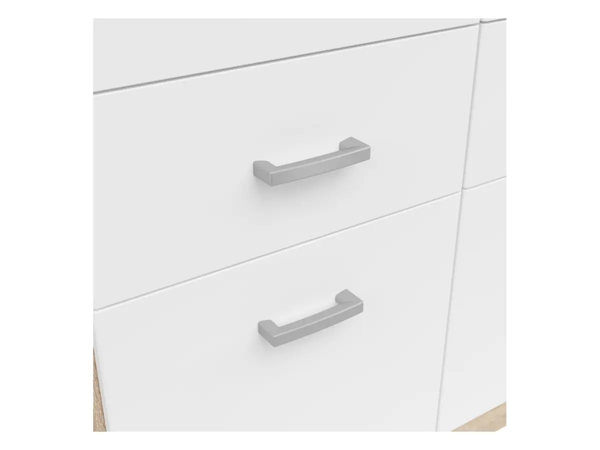 Armario de cuatro puertas Brando-4 181 cm con espejo y cajones blanco/roble sonoma