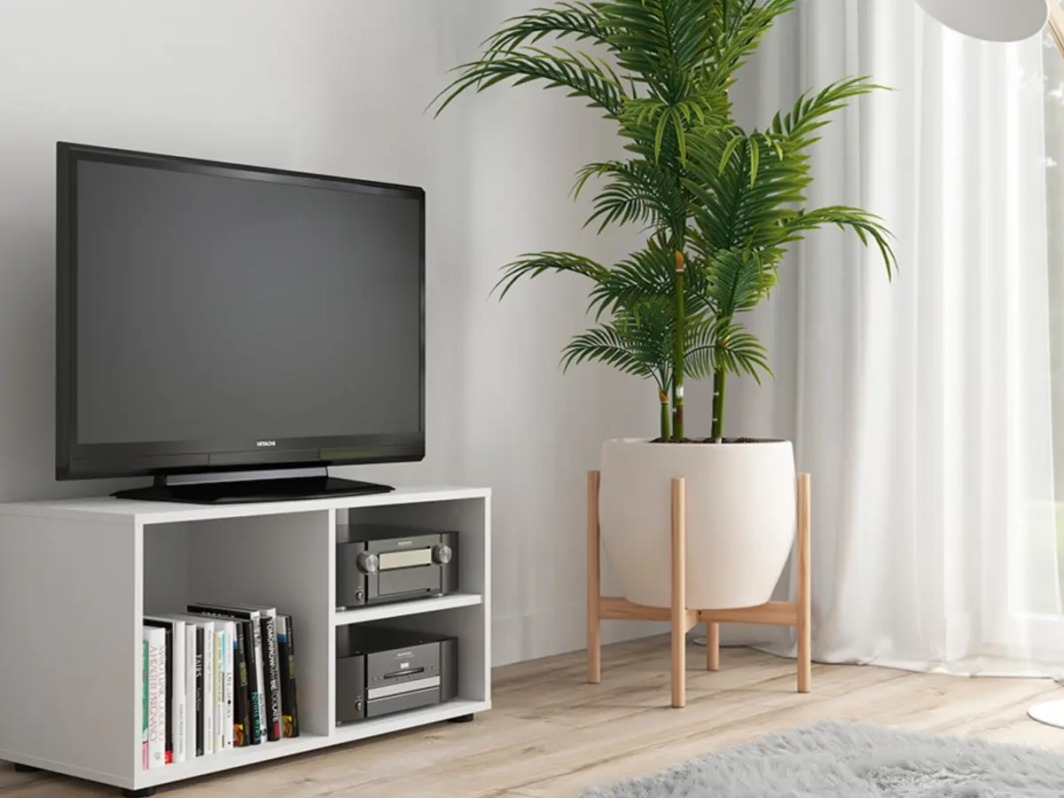 Mueble RTV Neno 80 cm con estantes blanco