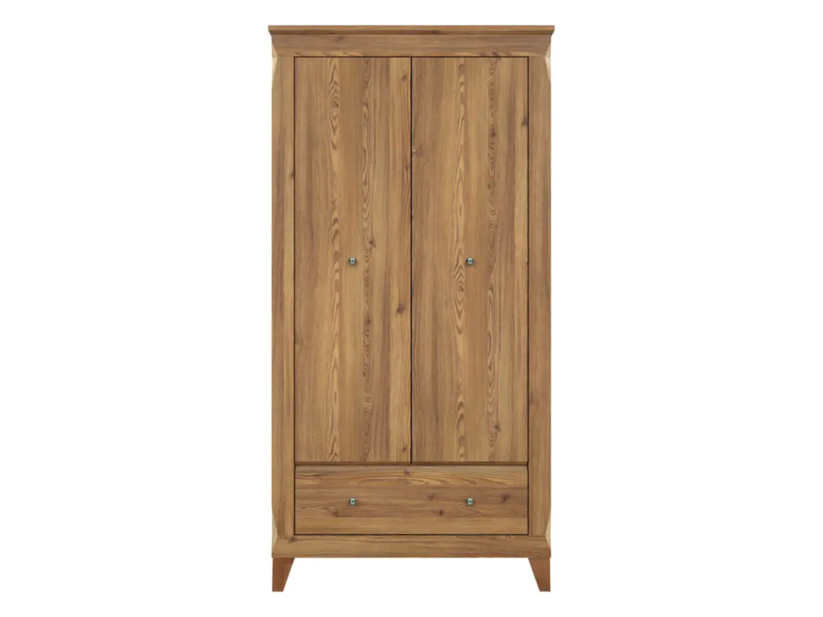 Armario de dos puertas Bergen 102 cm con cajón alerce sibiu dorado
