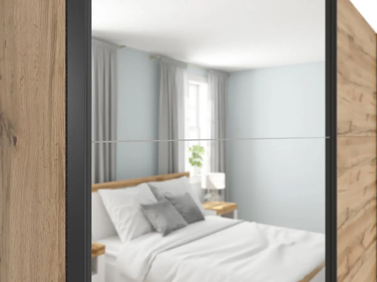 Armario de puertas correderas Tetrix 220 cm con espejo roble wotan