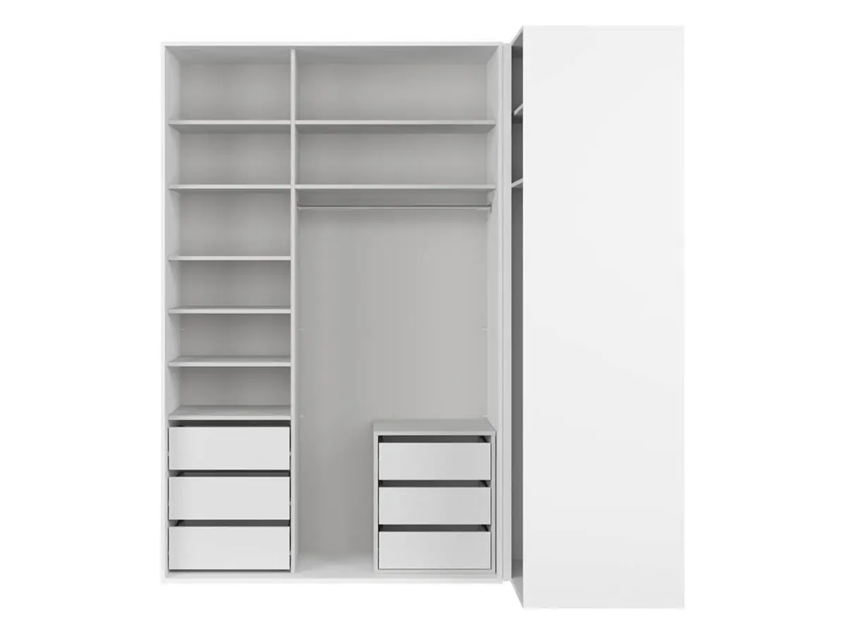 Armario modular Flex 220x116 cm esquinero con espejo blanco brillo
