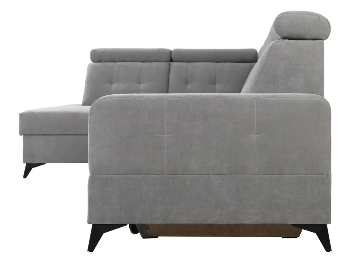 Sofá rinconera izquierdo Amado convertible con arcón gris