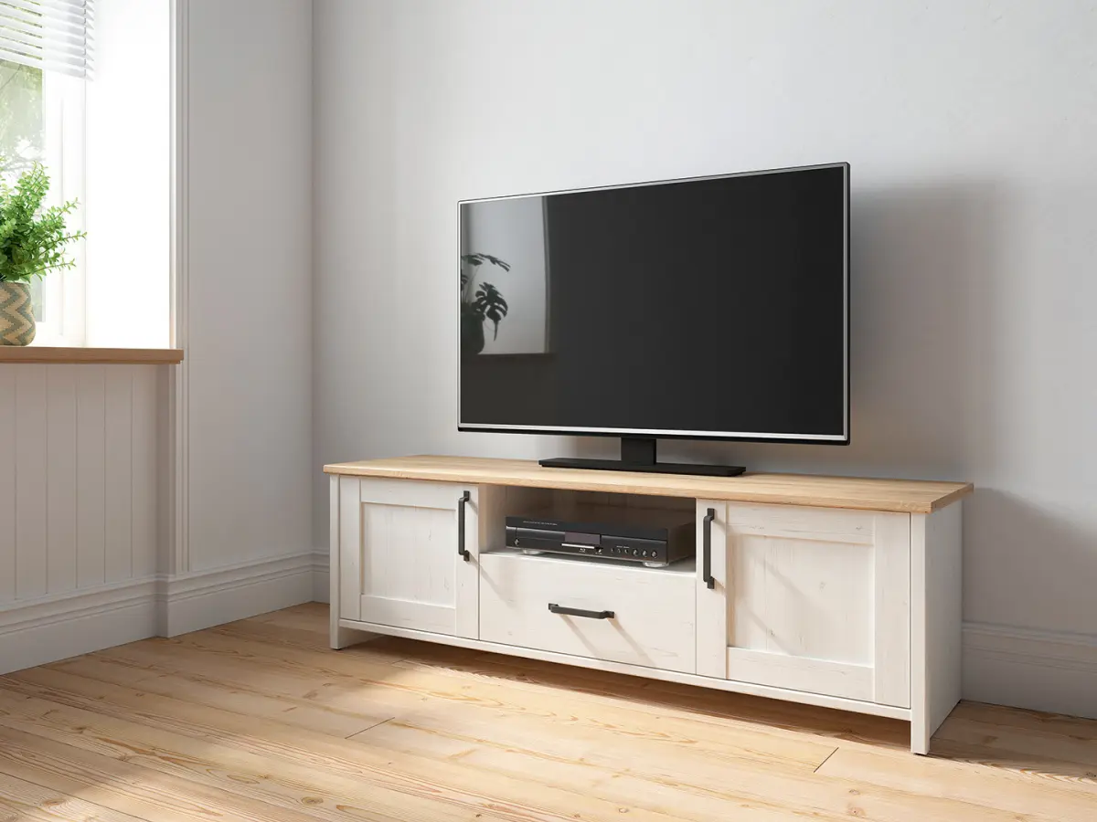 Тумба RTV Loksa 160 см с 2 дверцами и ящиком сосна андерсен белая