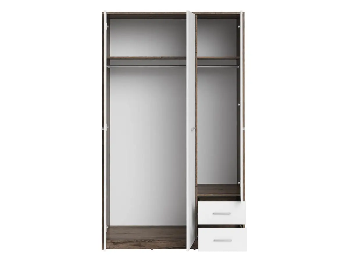 Armario de tres puertas Nepo Plus 118 cm con cajones roble noble/blanco