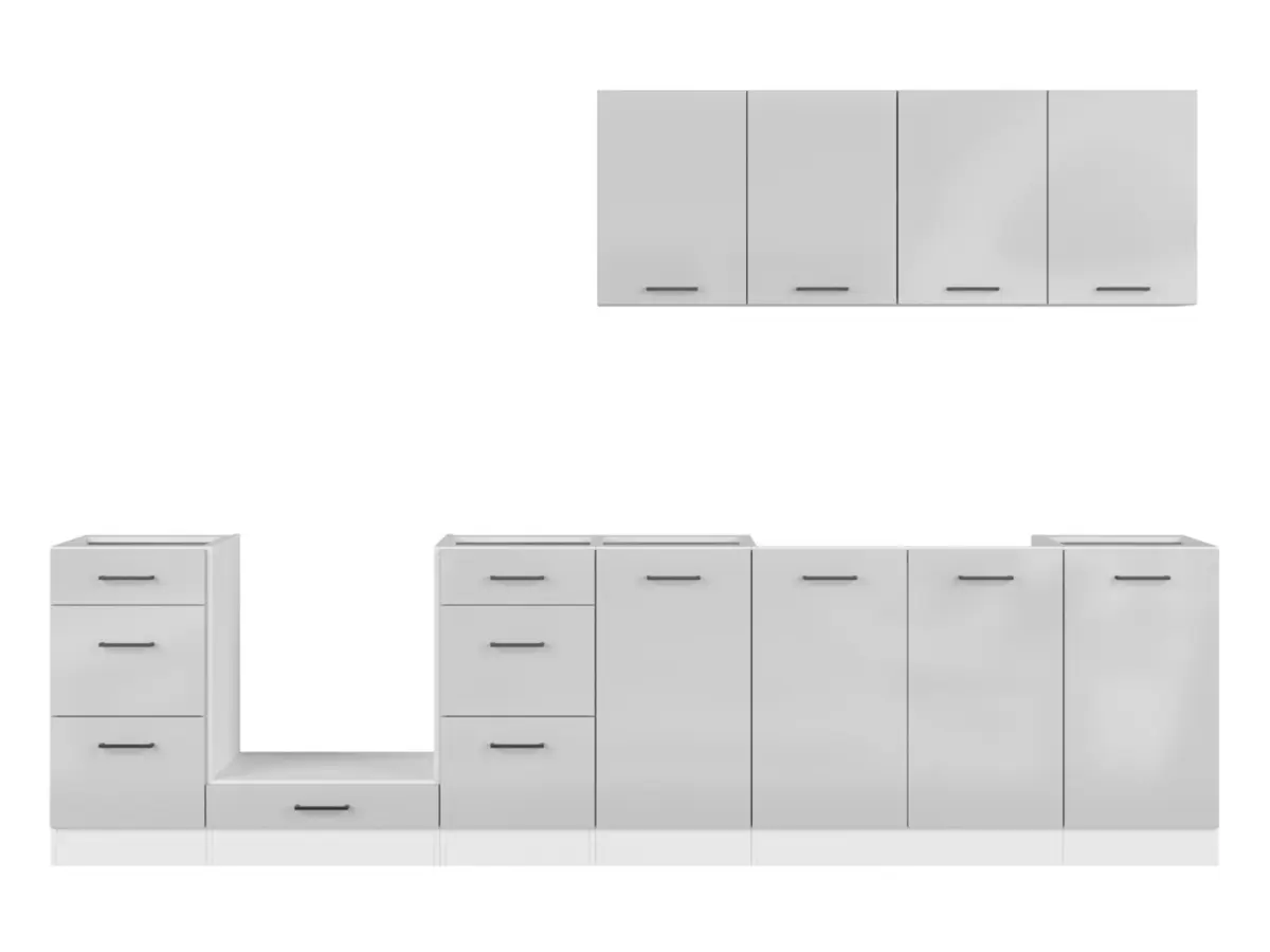 Кухонний гарнітур Junona Line 300 см світло-сірий глянець