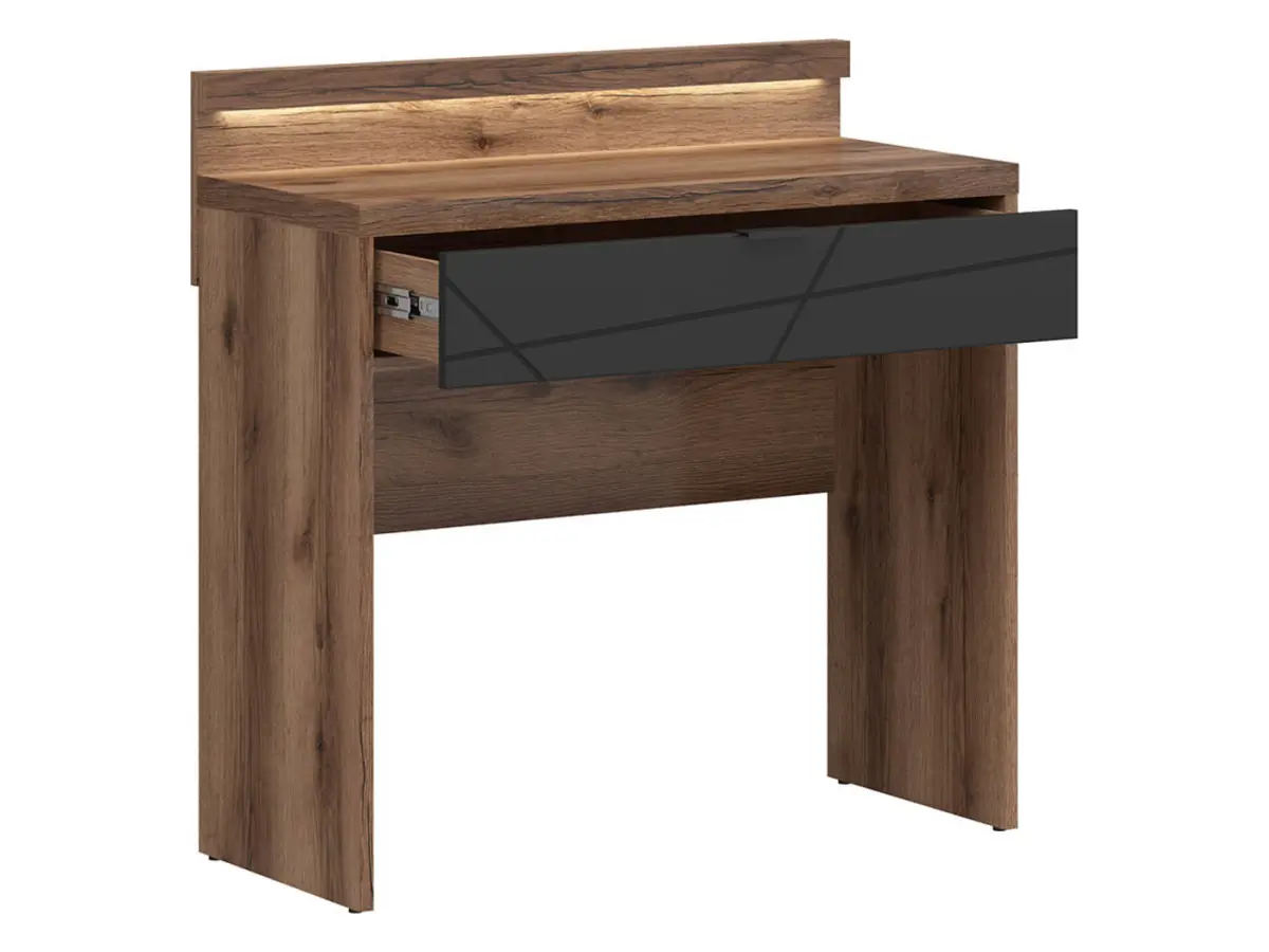 Туалетний столик з освітленням Forn 90 см з шухлядою дуб делано темний/чорний